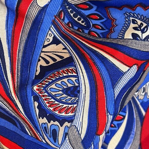 Oversized Beach Bag Red White Blue with Faux Leather Handle - Picture 3 of 4